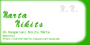marta nikits business card